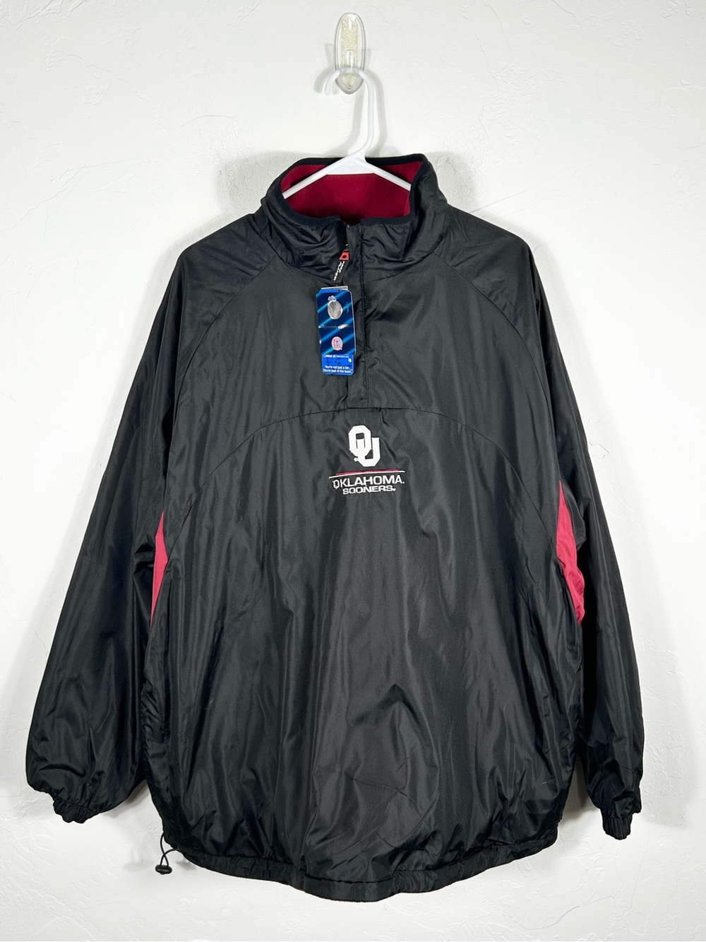👁️Oklahoma Sooners Vintage Pro Player 1/4 Zip Windbreaker Reversible Jacket NWT